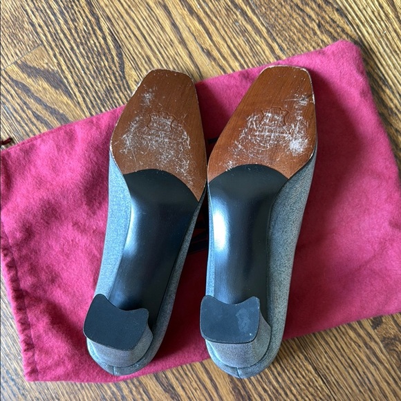 Stuart Weitzman Silver Women's 7.5 Square Toe Block Heel Shoes - Picture 6 of 6